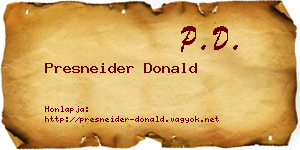 Presneider Donald névjegykártya